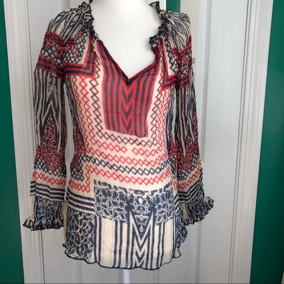 Lucky Brand xs red, white,blue long sleeve top - Picture 3 of 11